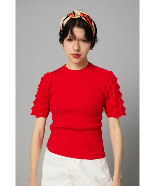 HeRIN.CYE(へリン ドット サイ) 長袖セーター サイズF レディース美品  レッド ハイネック/ショート丈 HeRIN.CYE(へリン ドット サイ) 長袖セーター サイズF レディース美品