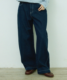 W BACK POINT DENIM PANTS [INDIGO BLUE]