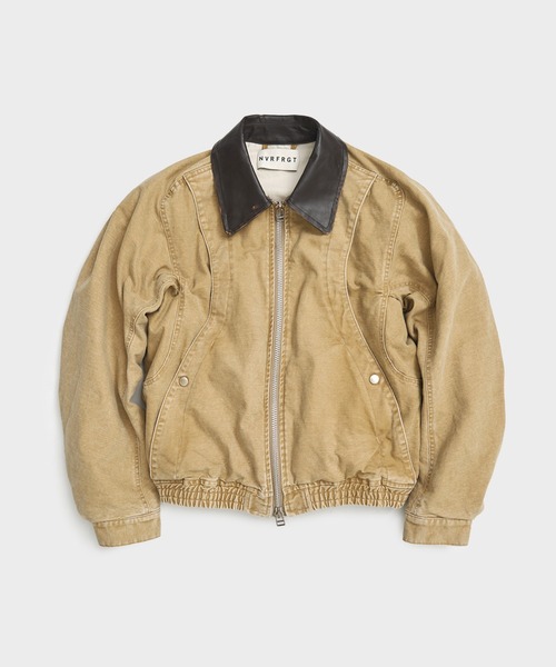 NVRFRGT(ネヴァーフォーゲット)の「別注 Leather collar utility jacket(ブルゾン・メンズ・ブラック/ベージュ・1/2/3)」の2枚目の写真