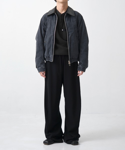 NVRFRGT(ネヴァーフォーゲット)の「別注 Leather collar utility jacket(ブルゾン・メンズ・ブラック/ベージュ・1/2/3)」の3枚目の写真