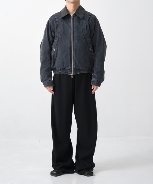 NVRFRGT(ネヴァーフォーゲット)の「別注 Leather collar utility jacket(ブルゾン・メンズ・ブラック/ベージュ・1/2/3)」の4枚目の写真