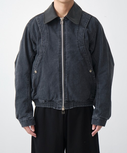 NVRFRGT(ネヴァーフォーゲット)の「別注 Leather collar utility jacket(ブルゾン・メンズ・ブラック/ベージュ・1/2/3)」の5枚目の写真