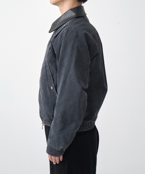 NVRFRGT(ネヴァーフォーゲット)の「別注 Leather collar utility jacket(ブルゾン・メンズ・ブラック/ベージュ・1/2/3)」の6枚目の写真