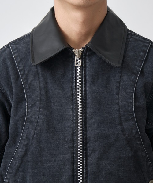 NVRFRGT(ネヴァーフォーゲット)の「別注 Leather collar utility jacket(ブルゾン・メンズ・ブラック/ベージュ・1/2/3)」の8枚目の写真