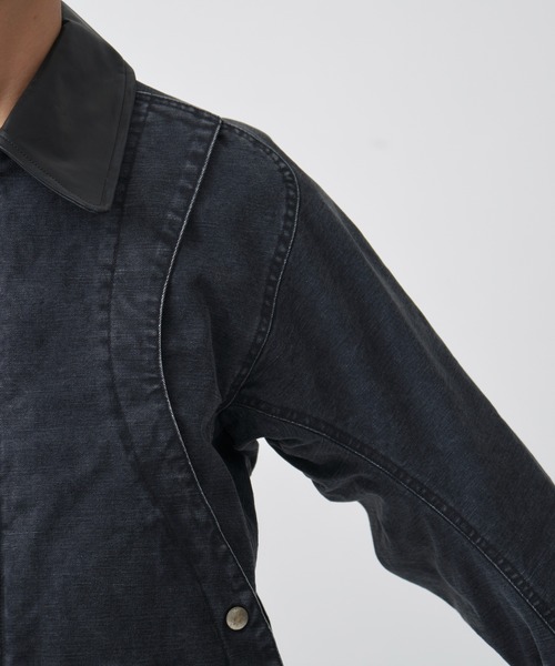 NVRFRGT(ネヴァーフォーゲット)の「別注 Leather collar utility jacket(ブルゾン・メンズ・ブラック/ベージュ・1/2/3)」の9枚目の写真