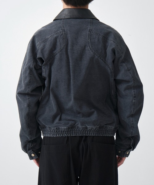 NVRFRGT(ネヴァーフォーゲット)の「別注 Leather collar utility jacket(ブルゾン・メンズ・ブラック/ベージュ・1/2/3)」の7枚目の写真