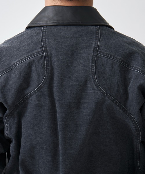 NVRFRGT(ネヴァーフォーゲット)の「別注 Leather collar utility jacket(ブルゾン・メンズ・ブラック/ベージュ・1/2/3)」の10枚目の写真