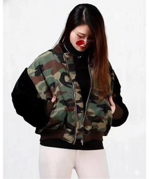 CHEER（チアー）の「迷彩ファー切り替えナイロンジャケット（MA-1）」