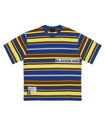 ビビディ マルチストライプパッチロゴ 半袖Tシャツ (ブルー)