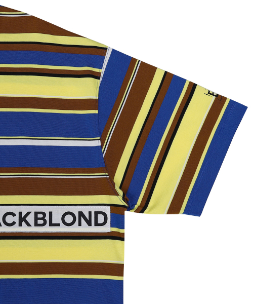 BLACK BLOND(ブラック ブロンド)の「ビビディ マルチストライプパッチロゴ 半袖Tシャツ (ブルー)(Tシャツ/カットソー・レディース・その他・MEDIUM/LARGE/X-LARGE)」の3枚目の写真
