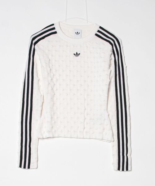 adidas（アディダス）の「アディダス オリジナルス スリム ソリッド スパイク ニット スウェットシャツ / トレーナー / アディダスオリジナルス adidas Originals（スウェット・レディース・ブラック/ホワイト・MEDIUM/SMALL/X-LARGE/XX-LARGE/LARGE/X-SMALL）」の4枚目の写真