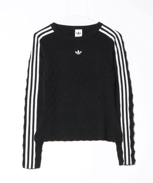 adidas（アディダス）の「アディダス オリジナルス スリム ソリッド スパイク ニット スウェットシャツ / トレーナー / アディダスオリジナルス adidas Originals（スウェット・レディース・ブラック/ホワイト・MEDIUM/SMALL/X-LARGE/XX-LARGE/LARGE/X-SMALL）」の6枚目の写真