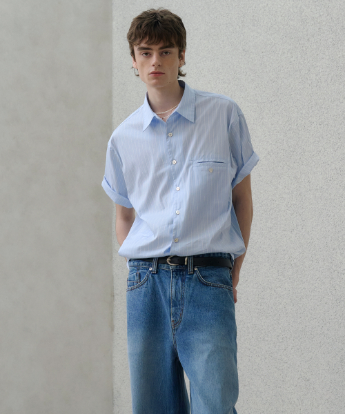 NOUN（ノウン）の「loosed shirts (stripe blue)（シャツ/ブラウス・メンズ・その他・1/2）」の2枚目の写真