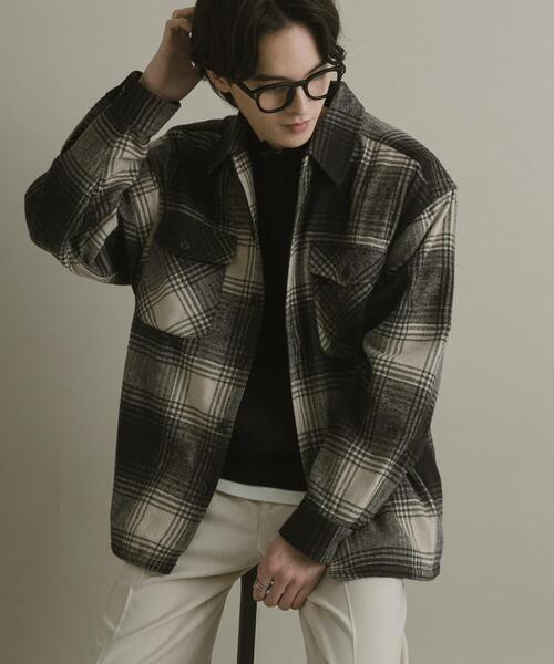 SENSE OF PLACE by URBAN RESEARCH(センスオブプレイスバイアーバンリサーチ)の「ブラッシュドヘビーネルチェックシャツ(シャツ/ブラウス・メンズ・ブラック/パープル/ブルー・LARGE/MEDIUM)」の4枚目の写真