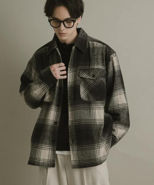 SENSE OF PLACE by URBAN RESEARCH(センスオブプレイスバイアーバンリサーチ)の「ブラッシュドヘビーネルチェックシャツ(シャツ/ブラウス・メンズ・ブラック/パープル/ブルー・LARGE/MEDIUM)」の5枚目の写真