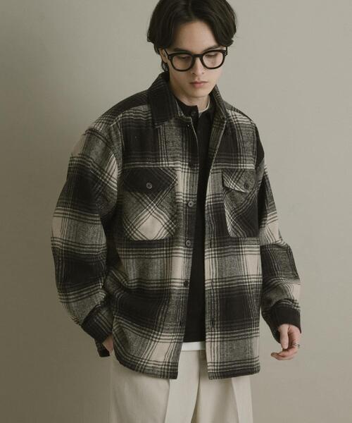 SENSE OF PLACE by URBAN RESEARCH(センスオブプレイスバイアーバンリサーチ)の「ブラッシュドヘビーネルチェックシャツ(シャツ/ブラウス・メンズ・ブラック/パープル/ブルー・LARGE/MEDIUM)」の6枚目の写真