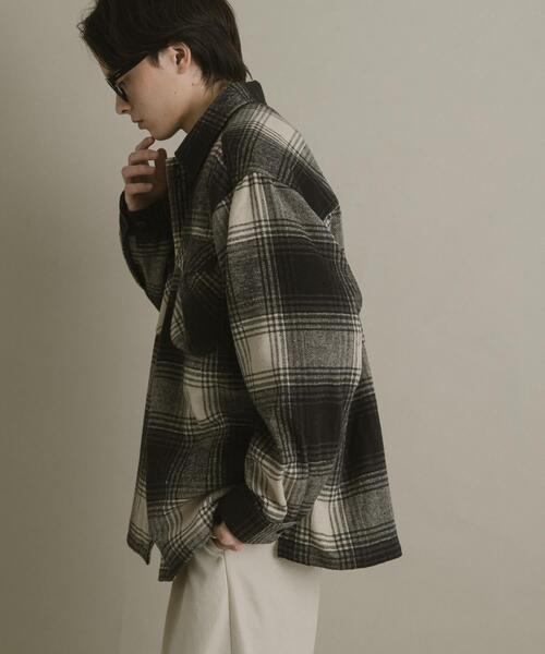 SENSE OF PLACE by URBAN RESEARCH(センスオブプレイスバイアーバンリサーチ)の「ブラッシュドヘビーネルチェックシャツ(シャツ/ブラウス・メンズ・ブラック/パープル/ブルー・LARGE/MEDIUM)」の7枚目の写真