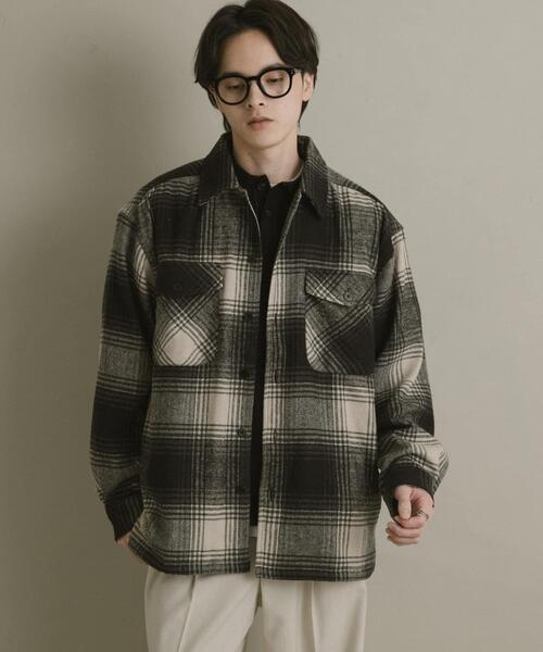 SENSE OF PLACE by URBAN RESEARCH(センスオブプレイスバイアーバンリサーチ)の「ブラッシュドヘビーネルチェックシャツ(シャツ/ブラウス・メンズ・ブラック/パープル/ブルー・LARGE/MEDIUM)」の8枚目の写真