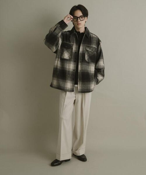 SENSE OF PLACE by URBAN RESEARCH(センスオブプレイスバイアーバンリサーチ)の「ブラッシュドヘビーネルチェックシャツ(シャツ/ブラウス・メンズ・ブラック/パープル/ブルー・LARGE/MEDIUM)」の9枚目の写真