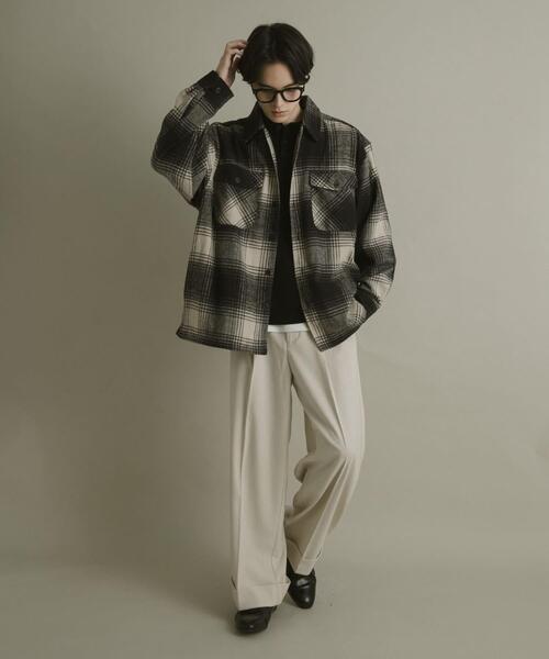 SENSE OF PLACE by URBAN RESEARCH(センスオブプレイスバイアーバンリサーチ)の「ブラッシュドヘビーネルチェックシャツ(シャツ/ブラウス・メンズ・ブラック/パープル/ブルー・LARGE/MEDIUM)」の10枚目の写真