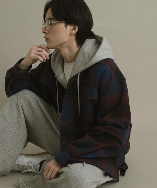 SENSE OF PLACE by URBAN RESEARCH(センスオブプレイスバイアーバンリサーチ)の「ブラッシュドヘビーネルチェックシャツ(シャツ/ブラウス・メンズ・ブラック/パープル/ブルー・LARGE/MEDIUM)」の19枚目の写真