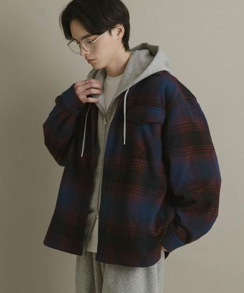 SENSE OF PLACE by URBAN RESEARCH(センスオブプレイスバイアーバンリサーチ)の「ブラッシュドヘビーネルチェックシャツ(シャツ/ブラウス・メンズ・ブラック/パープル/ブルー・LARGE/MEDIUM)」の21枚目の写真