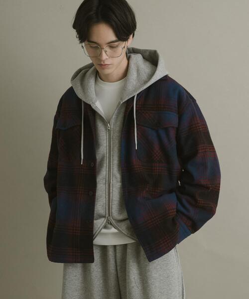 SENSE OF PLACE by URBAN RESEARCH(センスオブプレイスバイアーバンリサーチ)の「ブラッシュドヘビーネルチェックシャツ(シャツ/ブラウス・メンズ・ブラック/パープル/ブルー・LARGE/MEDIUM)」の22枚目の写真