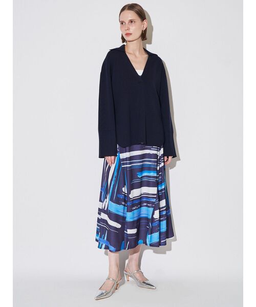 ELENDEEK（エレンディーク）の「フルイドラインキャミワンピース（ワンピース・レディース・オフホワイト/ネイビー・FREE）」の17枚目の写真