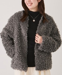 ノーカラージャケット 襟 フリル ブラウス」に該当するレディースの