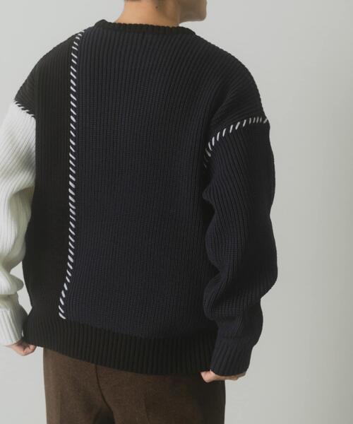 ITEMS URBANRESEARCH(アイテムズ アーバンリサーチ)の「ブランケットステッチ パッチワークニット(ニット/セーター・メンズ・ホワイト/ネイビー/ブラック・MEDIUM/LARGE)」の22枚目の写真