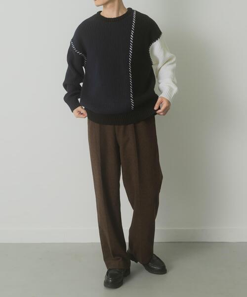 ITEMS URBANRESEARCH(アイテムズ アーバンリサーチ)の「ブランケットステッチ パッチワークニット(ニット/セーター・メンズ・ホワイト/ネイビー/ブラック・MEDIUM/LARGE)」の21枚目の写真