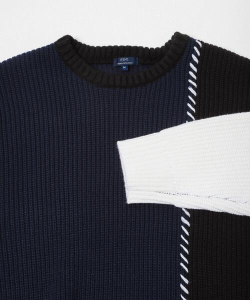 ITEMS URBANRESEARCH(アイテムズ アーバンリサーチ)の「ブランケットステッチ パッチワークニット(ニット/セーター・メンズ・ホワイト/ネイビー/ブラック・MEDIUM/LARGE)」の19枚目の写真