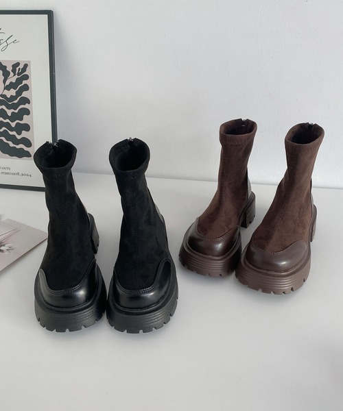 MAISON DE THERESE(メゾン ド テレーズ)の「厚底 スキニー ブーツ(ブーツ・レディース・ブラウン/ブラック・22.5cm/23cm/23.5cm/24cm)」の4枚目の写真
