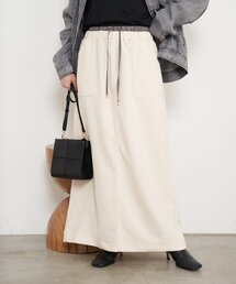 【あったか素材】ウエスト配色微起毛スカート