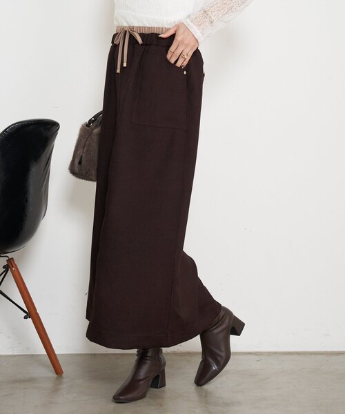 Jena espace merveilleux(ジェナ エスパスメルヴェイユ)の「【あったか素材】ウエスト配色微起毛スカート(スカート・レディース・アイボリー/ブラック/ブラウン・FREE)」の11枚目の写真