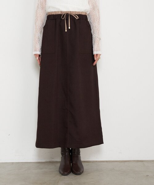Jena espace merveilleux(ジェナ エスパスメルヴェイユ)の「【あったか素材】ウエスト配色微起毛スカート(スカート・レディース・アイボリー/ブラック/ブラウン・FREE)」の13枚目の写真