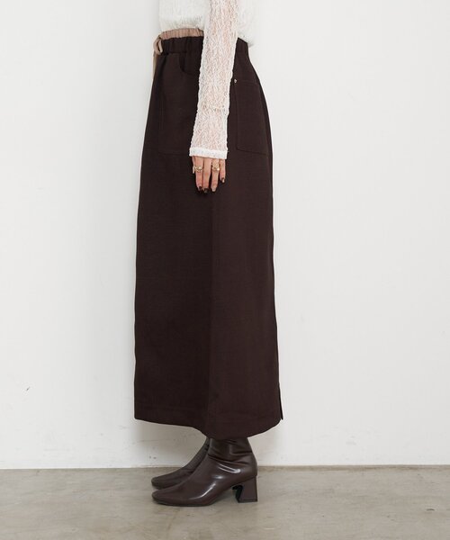 Jena espace merveilleux(ジェナ エスパスメルヴェイユ)の「【あったか素材】ウエスト配色微起毛スカート(スカート・レディース・アイボリー/ブラック/ブラウン・FREE)」の15枚目の写真