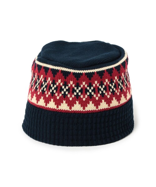 BEAMS（ビームス）の「ダイア ジャカード ニット バケットハット（ハット・メンズ・ブラウン/グレー/ネイビー・ONE SIZE）」の3枚目の写真