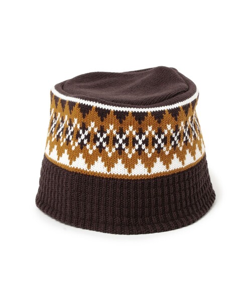 BEAMS（ビームス）の「ダイア ジャカード ニット バケットハット（ハット・メンズ・ブラウン/グレー/ネイビー・ONE SIZE）」の2枚目の写真