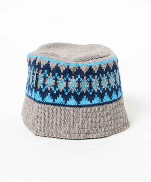 BEAMS（ビームス）の「ダイア ジャカード ニット バケットハット（ハット・メンズ・ブラウン/グレー/ネイビー・ONE SIZE）」の4枚目の写真