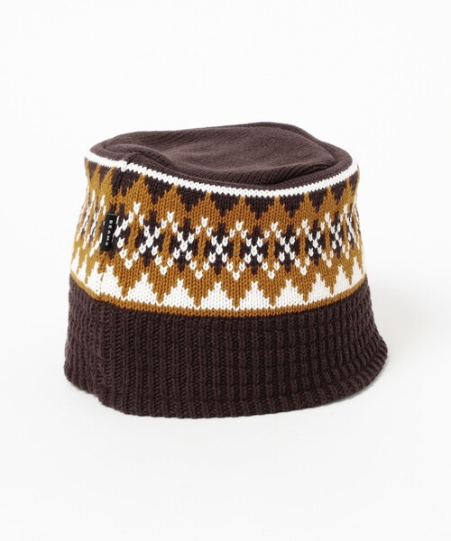 BEAMS（ビームス）の「ダイア ジャカード ニット バケットハット（ハット・メンズ・ブラウン/グレー/ネイビー・ONE SIZE）」の6枚目の写真