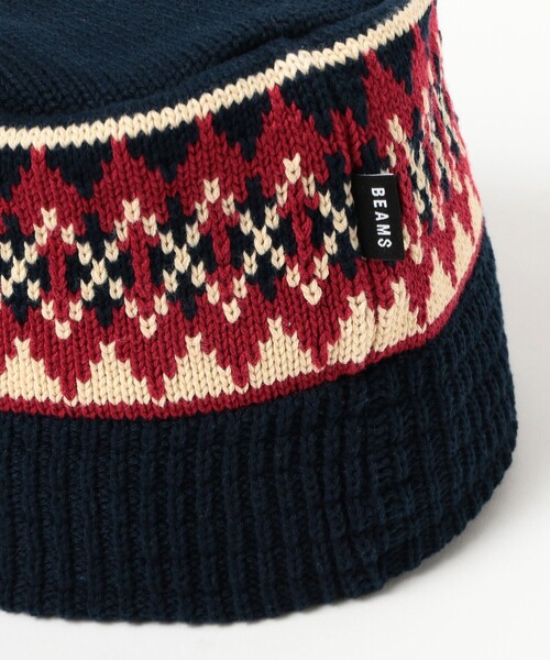 BEAMS（ビームス）の「ダイア ジャカード ニット バケットハット（ハット・メンズ・ブラウン/グレー/ネイビー・ONE SIZE）」の9枚目の写真