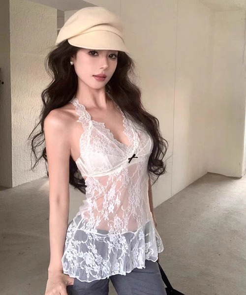 AsheKsha(アシクシャ)の「万能レースストラップトップ(キャミソール・レディース・ホワイト・M)」の4枚目の写真