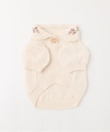 moncheri（モンシェリ）の「いちご刺繍襟ニットトップス（ペットウェア）」