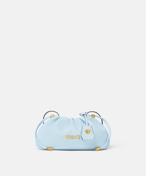 VERSACE（ヴェルサーチ）の「ヴェルサーチェ タグ ナッパ ミニバッグ（ハンドバッグ・レディース・ブラック/ライトブルー・ONE SIZE）」の2枚目の写真