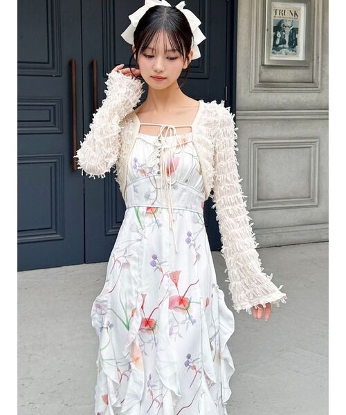 RESEXXY（リゼクシー）の「【memorif.】フラワーラッフルアンサンブルキャミワンピース（ワンピース・レディース・ホワイト/ブルー/オレンジ・FREE）」の5枚目の写真