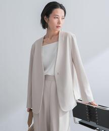 URBAN RESEARCH ROSSO WOMEN | ストレッチツイルノーカラージャケット(ノーカラージャケット)