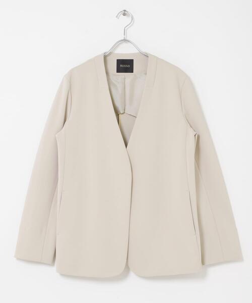 URBAN RESEARCH ROSSO WOMEN(アーバンリサーチ ロッソ)の「ストレッチツイルノーカラージャケット(ノーカラージャケット・レディース・ライトベージュ/ブラック・38/36)」の7枚目の写真