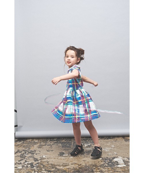 maarook（マルーク）の「ブラッシュチェックPT天竺ワンピース（ワンピース・キッズ・ブルー・150cm/140cm）」の13枚目の写真