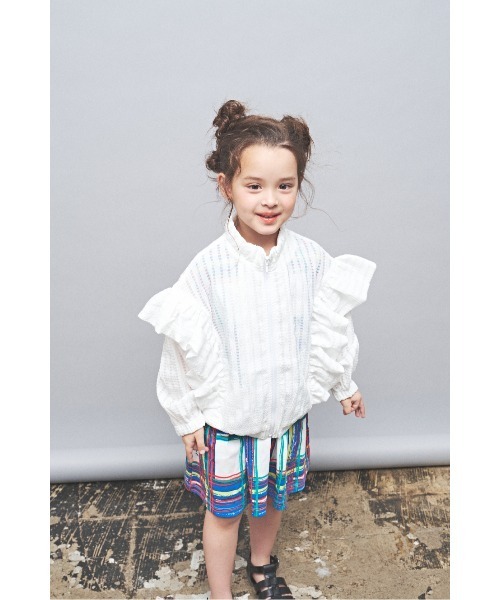 maarook（マルーク）の「ブラッシュチェックPT天竺ワンピース（ワンピース・キッズ・ブルー・150cm/140cm）」の4枚目の写真